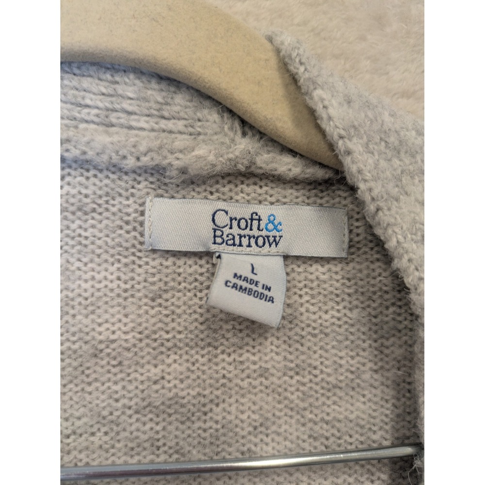 Croft & Barrow Cardigan Women's L Gray Fair Isle Open Front Sweater - Picture 4 of 8